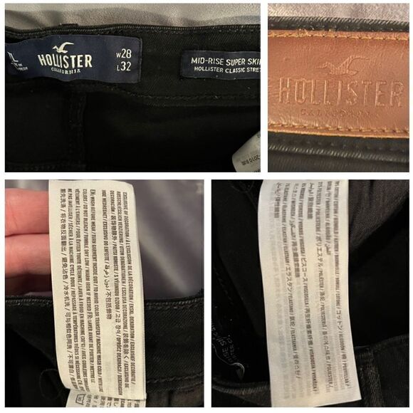Hollister Distressed Mid Rise Super Skinny Classic Stretch Black 7 Long W 28 - Picture 9 of 10
